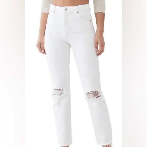 rollas high rise straight original jeans in white - Picture 1 of 14